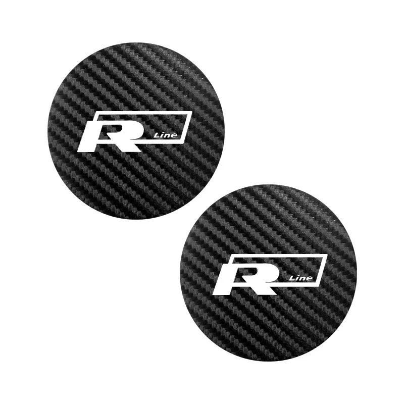 2Pcs Car Anti-noise Coaster Water Cup Holder Carbon Fiber Pad For VW GTI Atlas Jetta Touareg Variant Golf Polo Taos Nivus Passat Da7