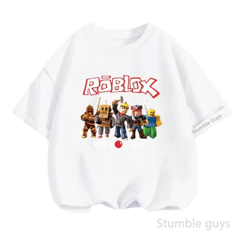 Summer Casual Roblox T-shirt Kids Boys Clothes Girls Cartoon Print 110