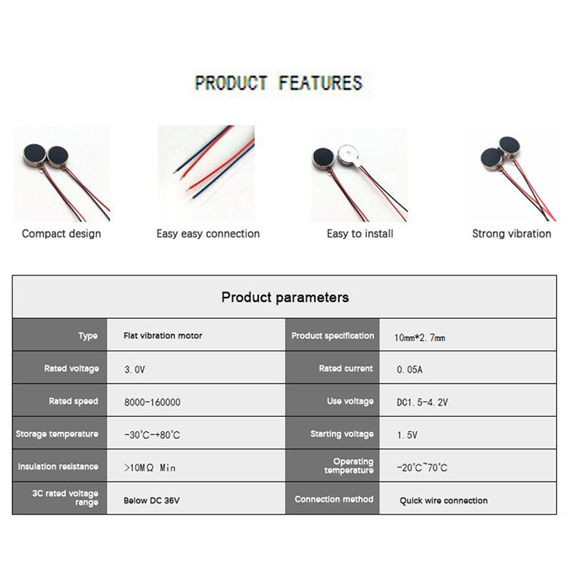2 Pcs 1027 Mini Flache Motoren Dc 3V 12000Rpm Flache Münze Taste-Typ Micro Dc