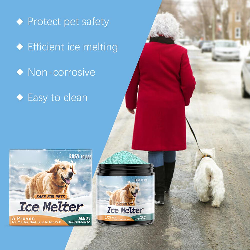 100g Pet Ice Melt Pet Friendly Ice Melter Safe For Paws Concrete Street Snow Melting Non Irritating Sodium Chloride Outdoor Tool