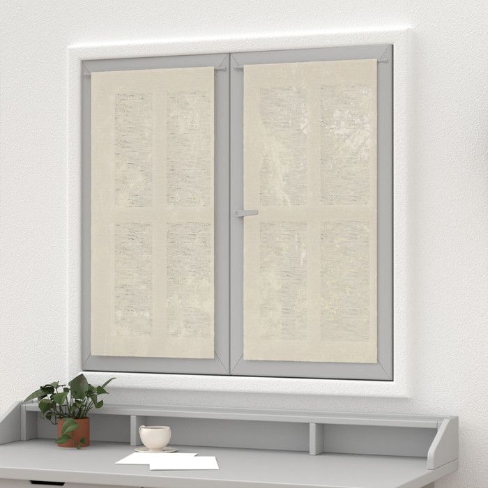 Pair of Linen Cafe Curtains 45x90 Cm NATURAL LINEN, by Soleil d'Ocre