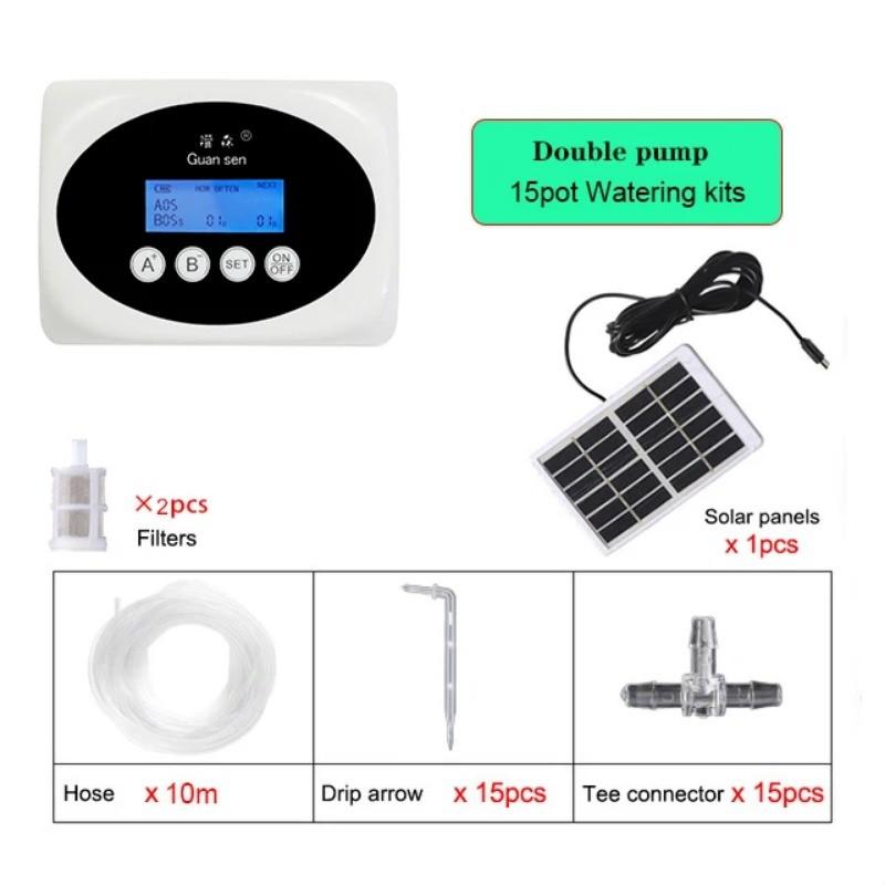 

Double Pump Intelligent Drip Irrigation System Garden Water Pump Timer Solar Energy Potted Plant Automatic Watering Device