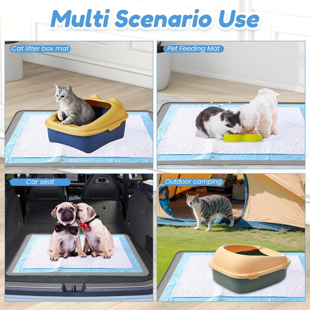 Folding Non Slip Pee Pad Holder 89.5x65CM Silicone Dog Pee Pad Holder with Snap and Raised Edge Pet Feeding Mat Pet Supplies