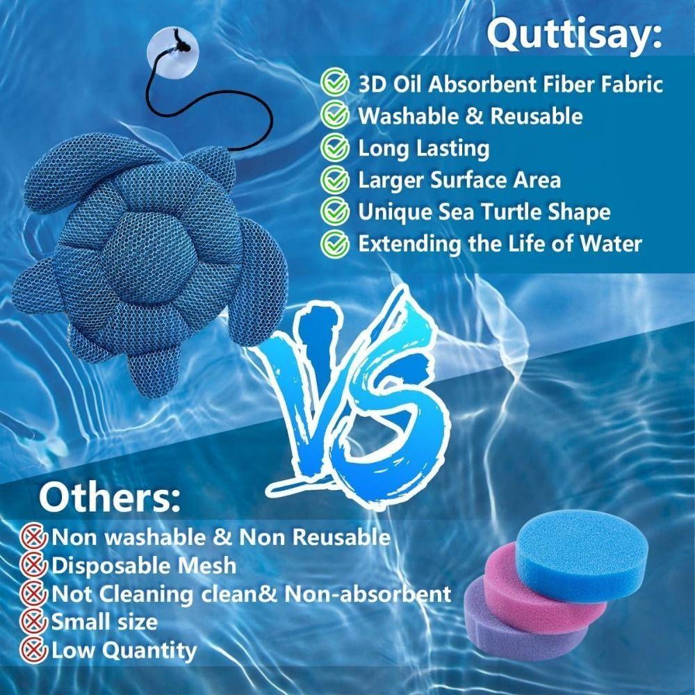 Portable Polyester Turtle Cleaner Reusable Oil Absorbing Hot Tub Cleaner Cleaner Accessories Oil Absorbing Collector for Pool