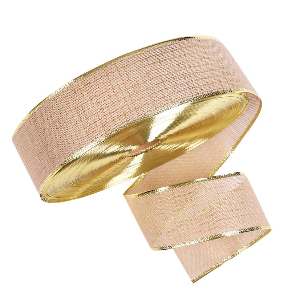 Charmant ruban décoratif rouge et doré pour l'emballage de cadeaux de Noël et les loisirs créatifs des fêtes