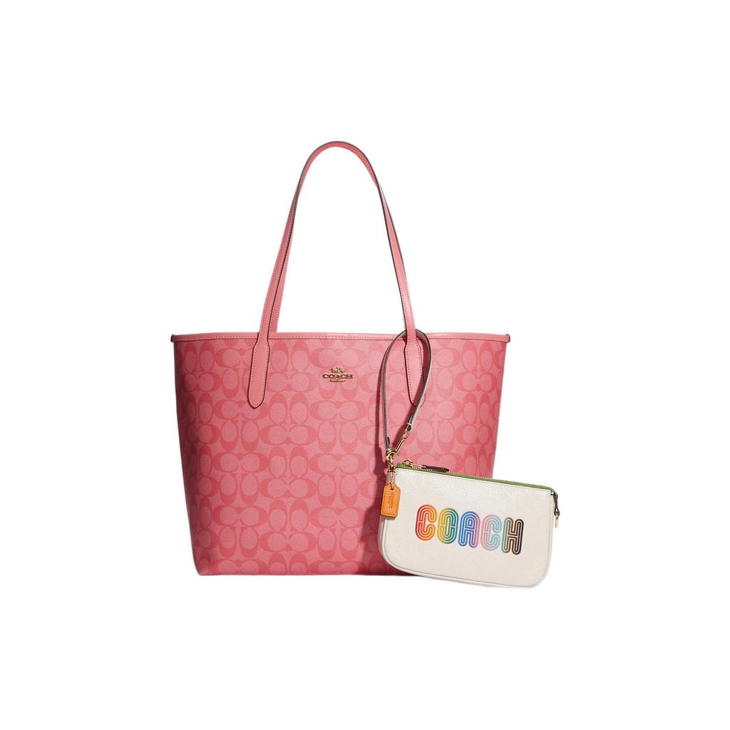 Coach Nolita 19 Rainbow Print Logo Leather Handbag Women handbag White CA438-IMCAH