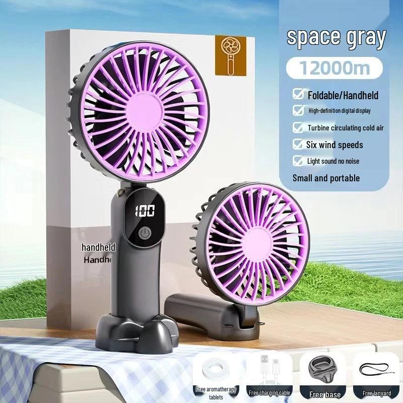 Portable USB Rechargeable Mini Fan – Foldable with Lanyard for Desktop, Dorm, Office, and Student Use