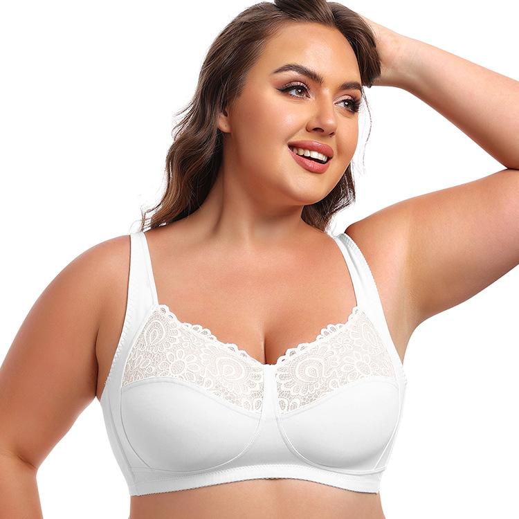 

Wireless Oversized Lace Full Cup Bra, Plus Size Large Bust Comfortable Everyday Lingerie for Women 6XL білий