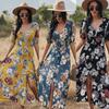2023 Summer New Sexy Printed Bohemian Dress with Waistline Slimming Women's Clothing