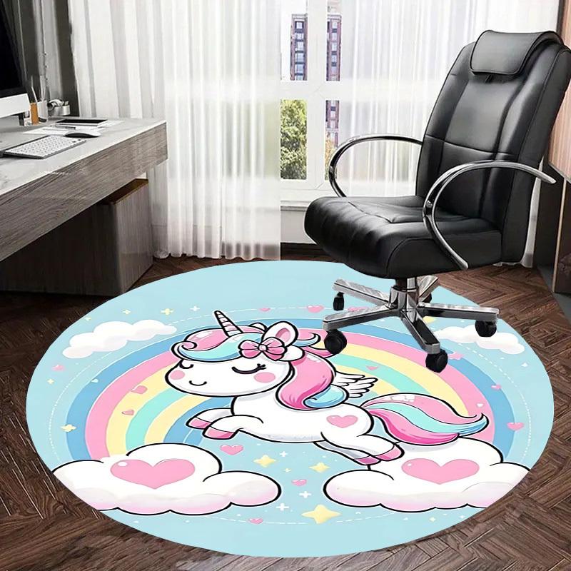 1PC Unicorn Rainbow Non-Slip Floor Round Carpet, Office, Family, Bedroom, Large Area Rug Indoor Rugs,  Durable Polyester-Z0402
