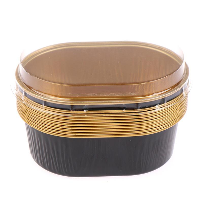 100Pcs 68ML Clear Lids Heat Resistant For Aluminum Foil Oval Non-Stick Baking Cups Cake Containers With Cakes