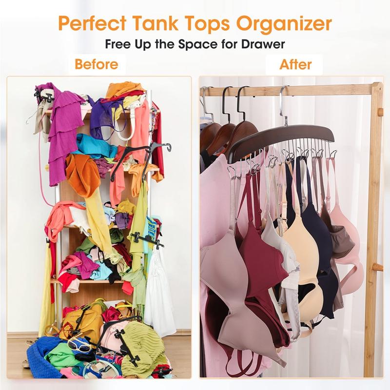 Wooden Sling Hanger Multi Functional Lingerie Tank Storage Rack Household Solid Wood Hooks Wave Clothes Hanger Home Organization