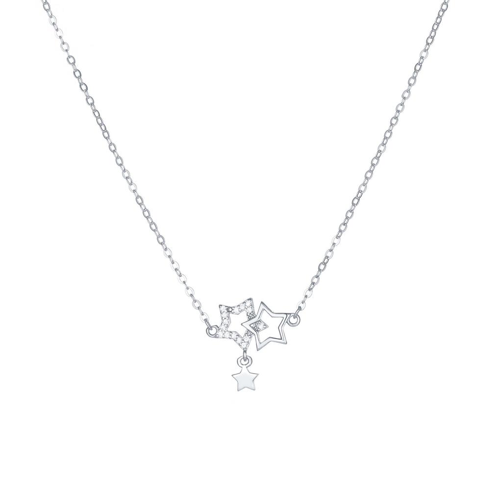 Women’s Pure Silver Star Necklace: Niche Design, High-End Style, Small Clavicle Chain