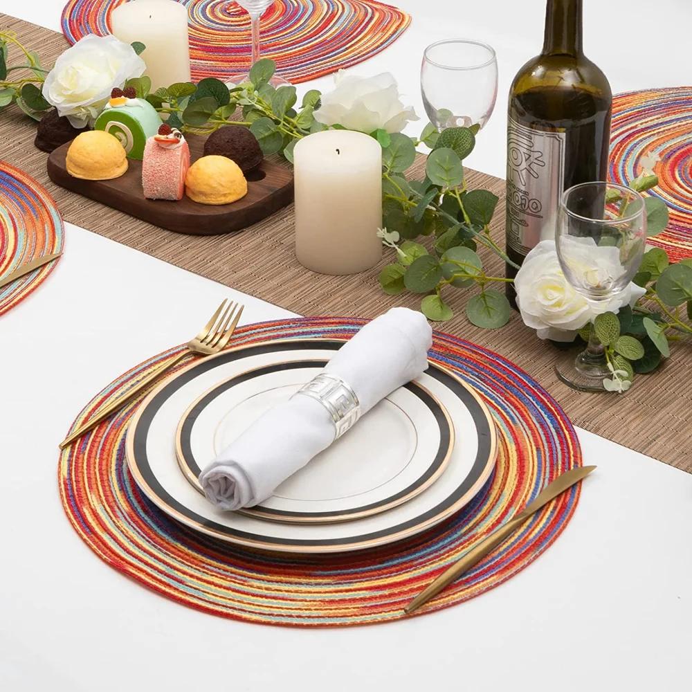 1PCS Round Coaster Minimalist Style Cotton Yarn Cup Mat Woven Mug Placemat Washable Heat Resistant Table Mat For Dining Table
