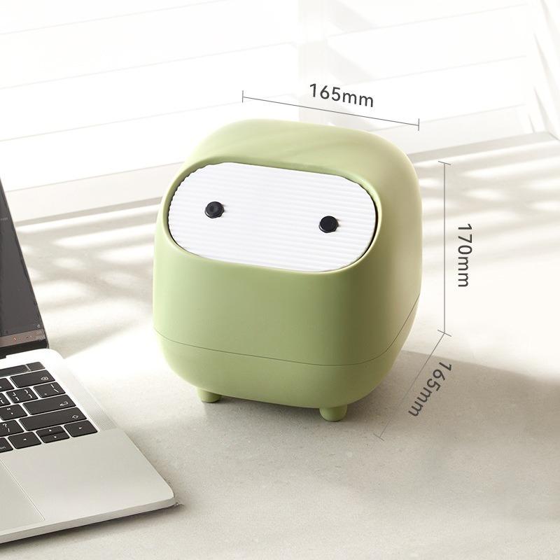 

1pcs Creativity Cartoon Desktop Trash Can Mini Press-Type Waste Bin Home Office Tabletop Organizer Garbage Container зелёный