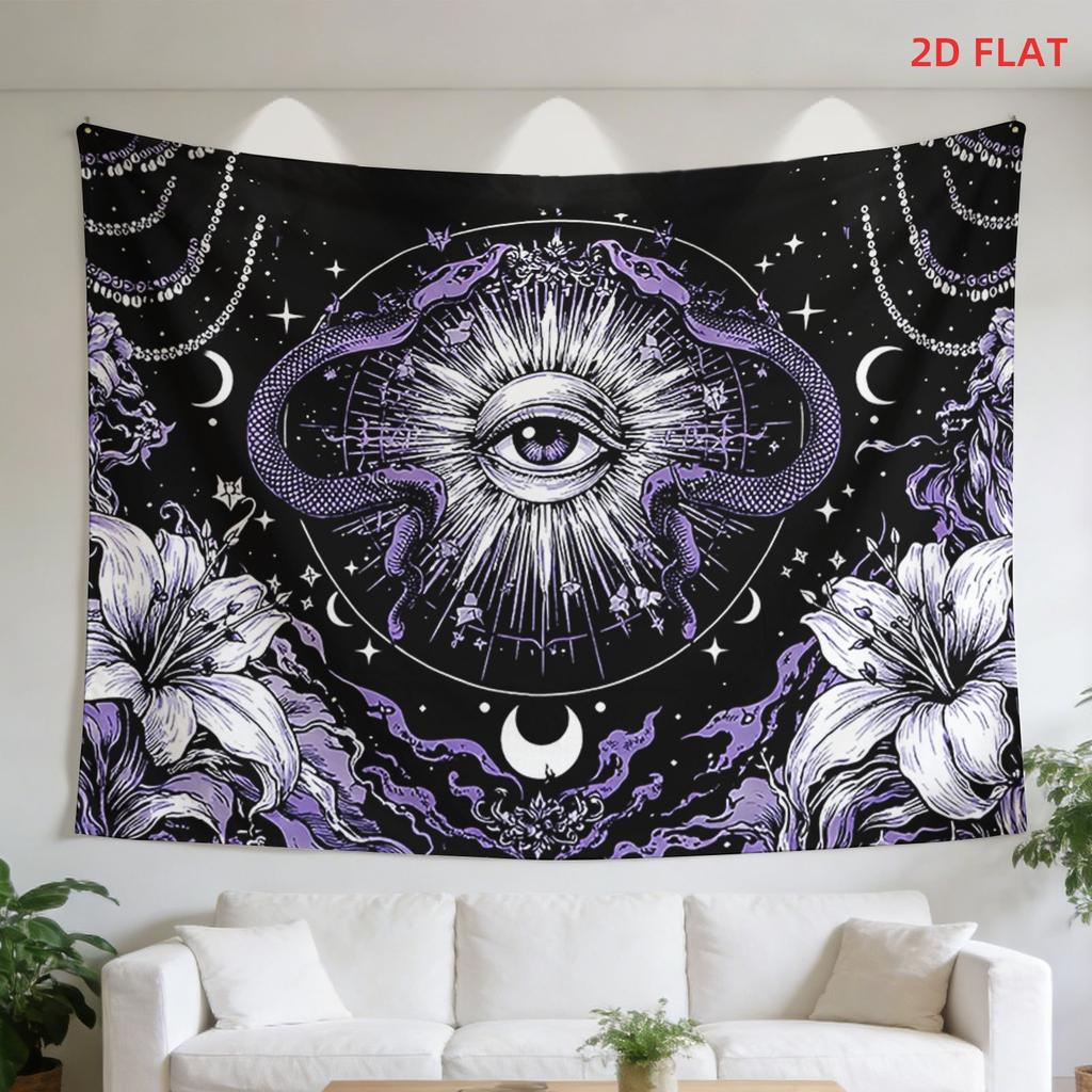 Gothic Mystic Tapestry Wall Hanging Celestial Eye Serpent Occult Bohemian Boho Witchy Decor Poster Art for Living Room Bedroom H