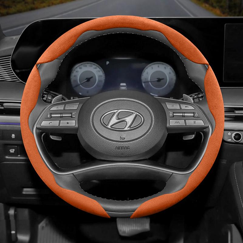 Suitable for Hyundai Anti-Slip Buckle Segmented Suede Steering Wheel Cover I30 Tucson I20 Accent I10 I40 Kona Ix35 Grand Elantra Solaris Creta Getz