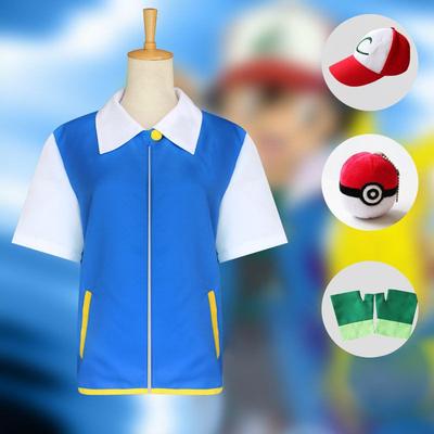 Pokemon Ash Cosplay Costume Gloves Jacket Anime Clothing New Version C Costume