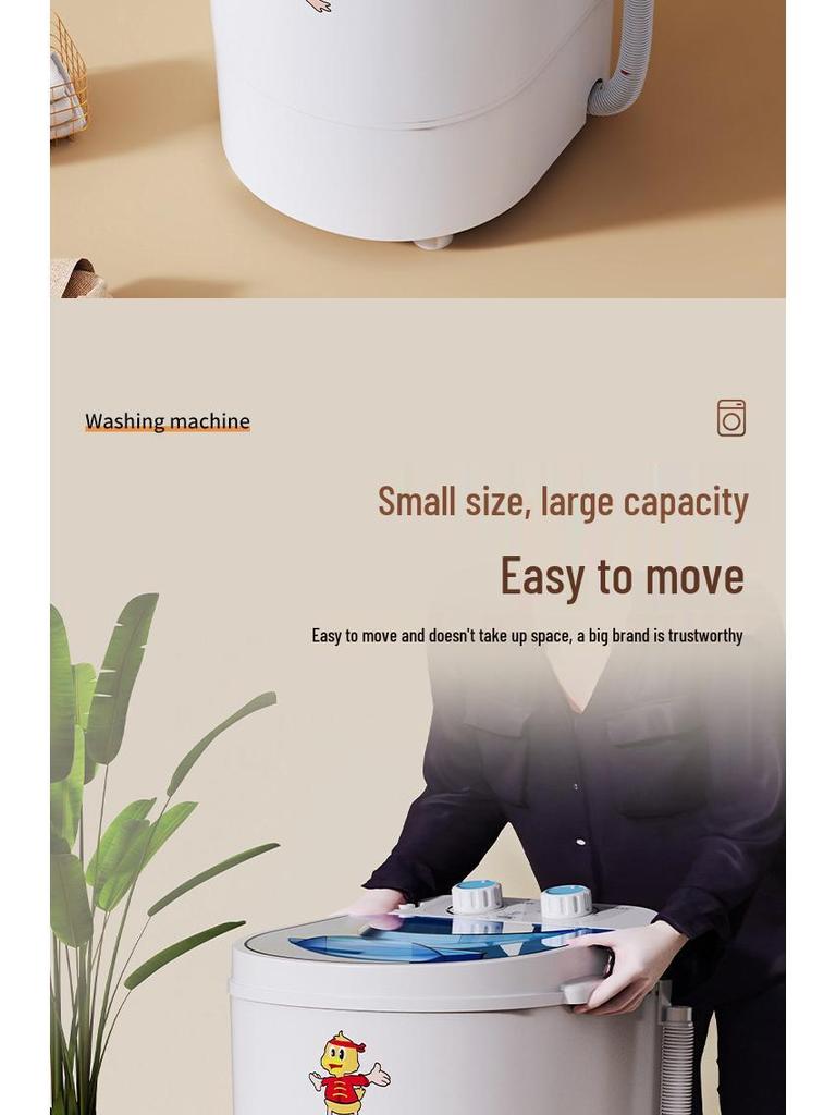 Mini Mașină de Spălat Compactă Semi-Automată pentru Haine de Bebeluș, Șosete, Lenjerie Intimă - Ideală pentru Acasă, Chirie sau Utilizare în Cămin