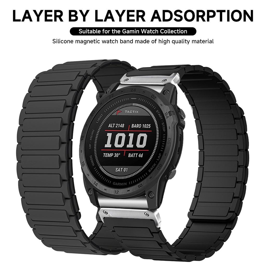 20mm Magnetisches Silikon-Schnellwechselarmband für Garmin Fenix 8 43mm/Descent MK3/MK3i Zweifarbiges Uhrenarmband