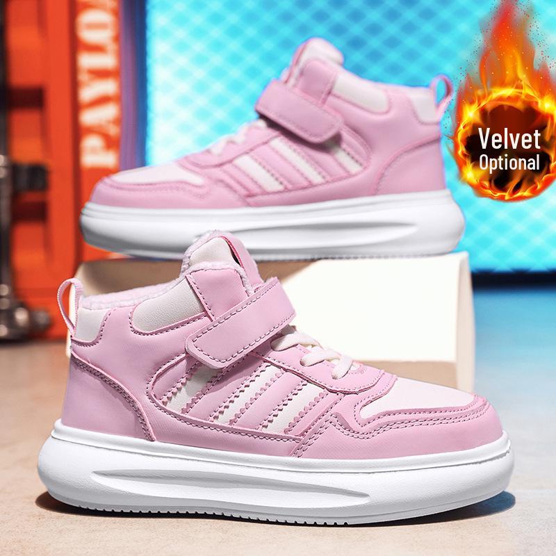 

2025 Winter Velvet-Lined High-Top Girls Sports Shoes - Warm, Casual, and Stylish 36 рожевий