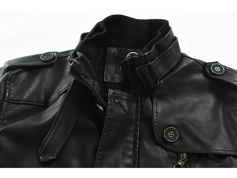 Trench da uomo in pelle di lunghezza media, stile coreano, vestibilità slim, con colletto alla coreana