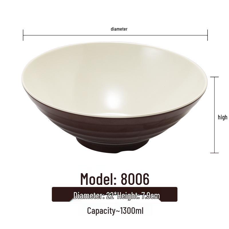 Melamine White Noodle Bowl, Imitation Porcelain, Large Plastic Soup/Rice Bowl for Commercial Use.