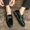 Classic Black Mens Dress Shoes Size 38-46 Glitter Leather Wedding Shoes Men Loafers Pointed Toe Social Shoe Male Zapatos Hombre
