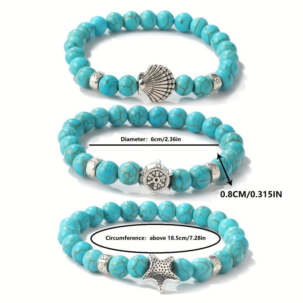 Bohemian Ethnic Style Turquoise Stretch Bracelet, Fashion Turquoise Jewelry