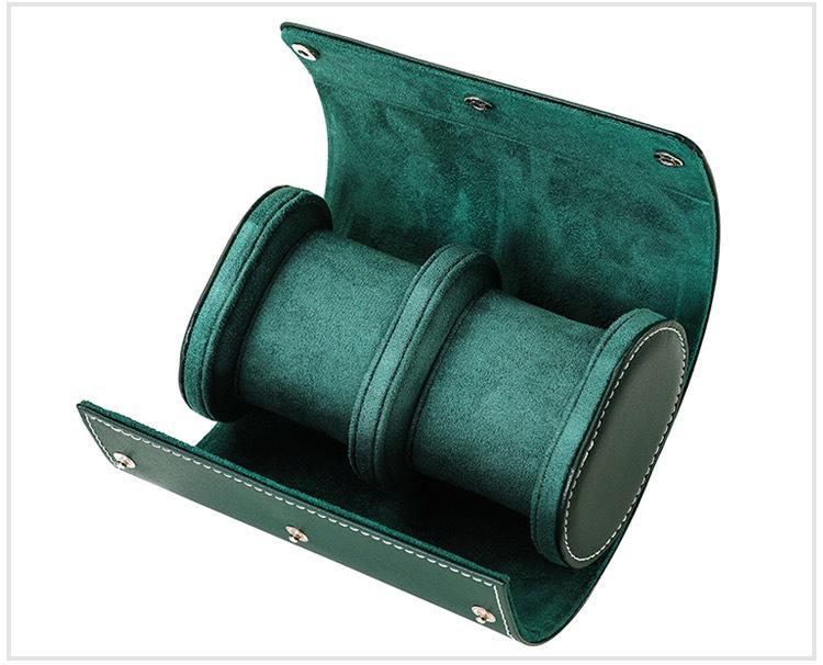 Green Submariner Leather Watch Box: Dustproof, Portable Protection for 1-3 Watches