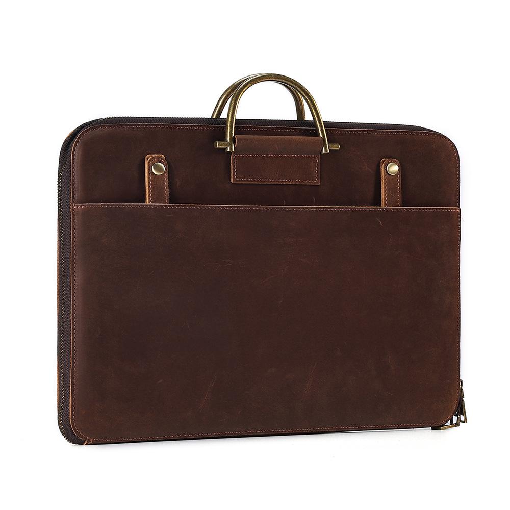 17-Inch Crazy Horse Leather Briefcase: Men's Business Messenger Bag