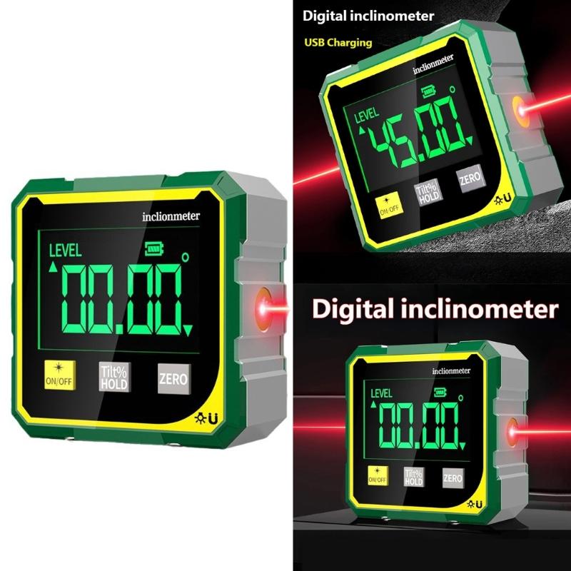 Easy To Read Digital Inclinometer Protractor Featuring Lasering Pointer For Accurate Angled Measurement In DIY Projects