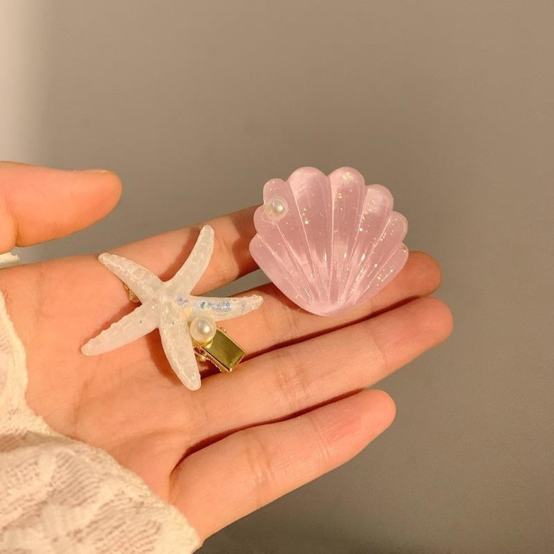 2Pcs/set Fashion Solid Starfish Pearl Shell Hairpins Hair Clips for Women Girls Party Ponytail Holder Hair Accessories