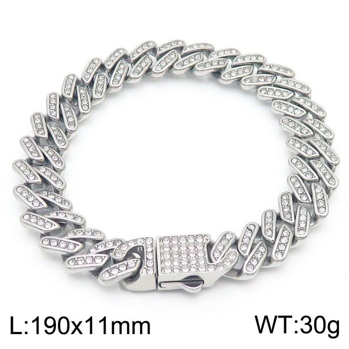 

Hip Hop Shiny Rhinestones Bracelet for Men Women High Quality Zircon Cuban Miami Charm Chunky Figaro Chain Gold Color Jewelry