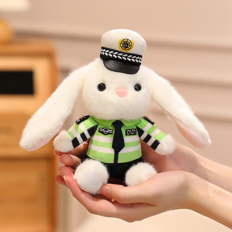 Cartoon Cute Policeman Bear Rabbit Police Officer Plush Doll Pendant Backpack Keychain Doll Hanging Ornament Doll