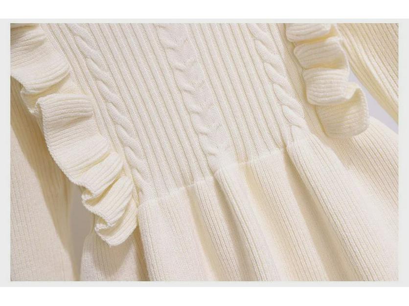Stylish Long-Sleeve Knitted Princess Dress for Girls - Spring, Autumn, Winter