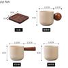 Ceramic Coffee Cup Wooden Handle with Disc Clay Espresso Cups Water Cup Breakfast Cups Teacup Milk Mug Flower Tea Mug Juice Mugs