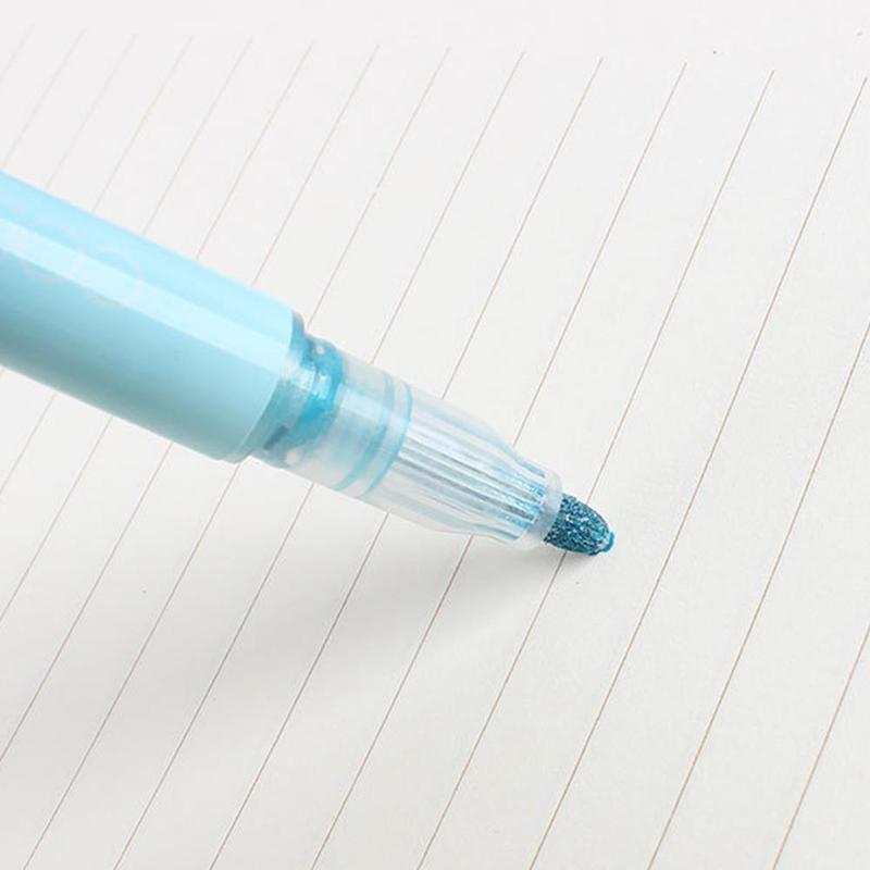 8pcs/set Colorful Double Line Pen Highlighter Fluorescent Marker Candy Color Student Multicolor Hand Note Pen For School Poster