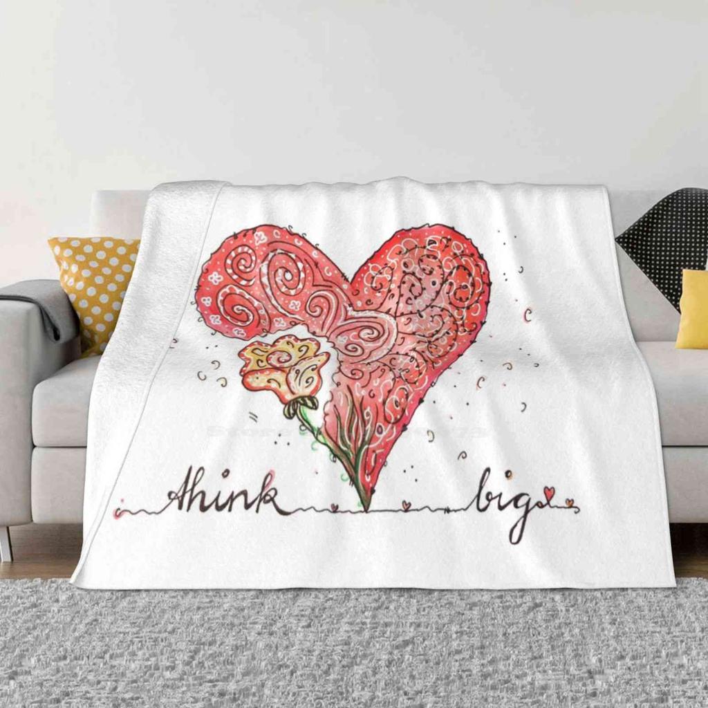 Think Big-Heart Rose Soft Warm Blanket Sofa/Bed/Travel Love Gifts Flower Mosiarts Mothers Day Love Think Big Red Heart Dream