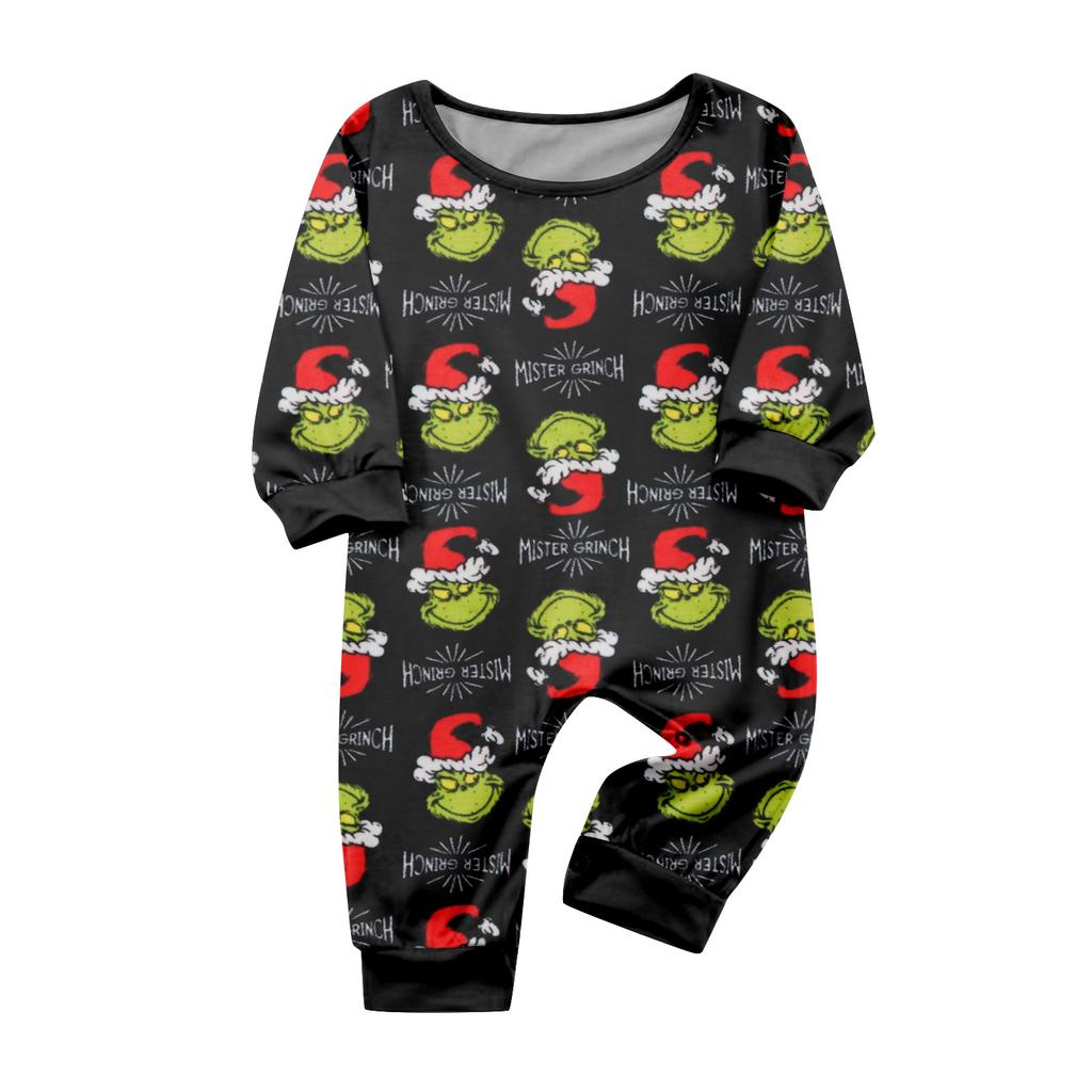Print Cute Family Set Pajamas, Home Clothes, Family Set Long Sleeve Top Pants Set