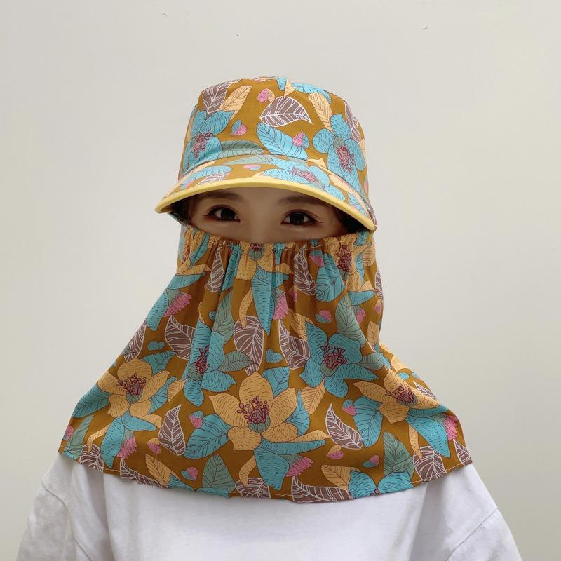 Women's Summer Sun Protection Hat with Large Brim, Shawl, and Face Mask for Cycling and Tea Picking - Breathable and Protective.