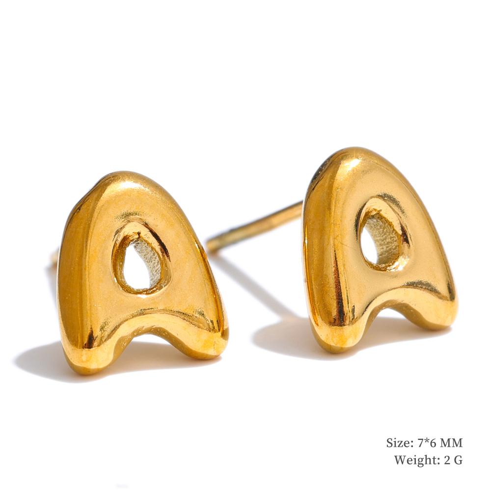 Yhpup 26 Initial Letter A-Z Stainless Steel Gold Color Stud Earrings 18K PVD Waterproof Plated Daily Versatile Basic Jewelry