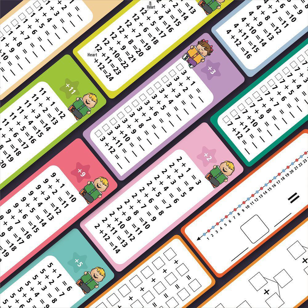 15 Reusable Erasable Math Addition Flashcards for Children's Learning