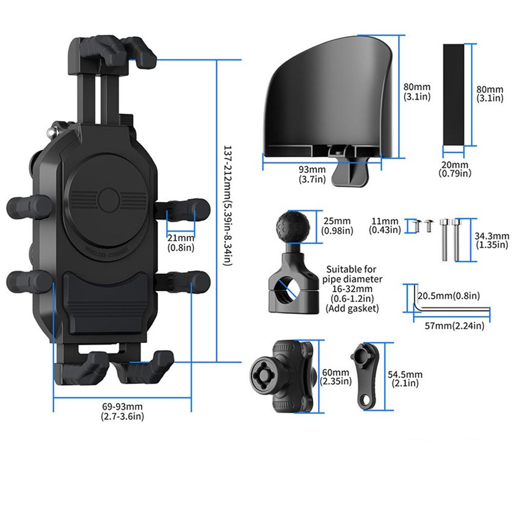 360° Rotation Motorcycle Phone Holder Support For 16-32mm Handlebar Universal