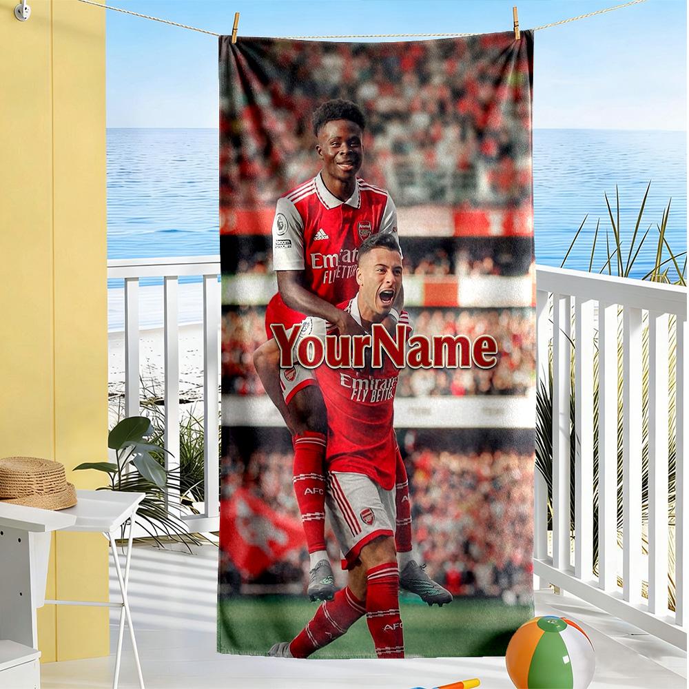 Arsenal Customize Text Beach Towel Super Soft & Absorbent Portable for SwimmingBeachCamping Travel Beach AccessoriesGym