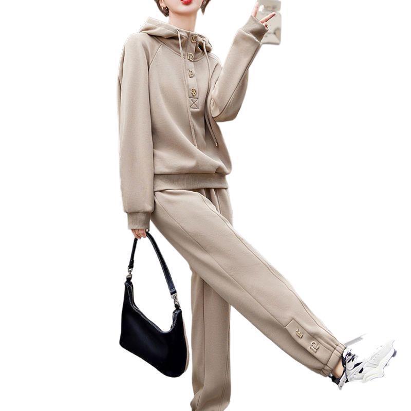 Women's Plus Size Loose Tracksuit - 2025 Autumn/Winter Fashion Sweatshirt Two-Piece Set