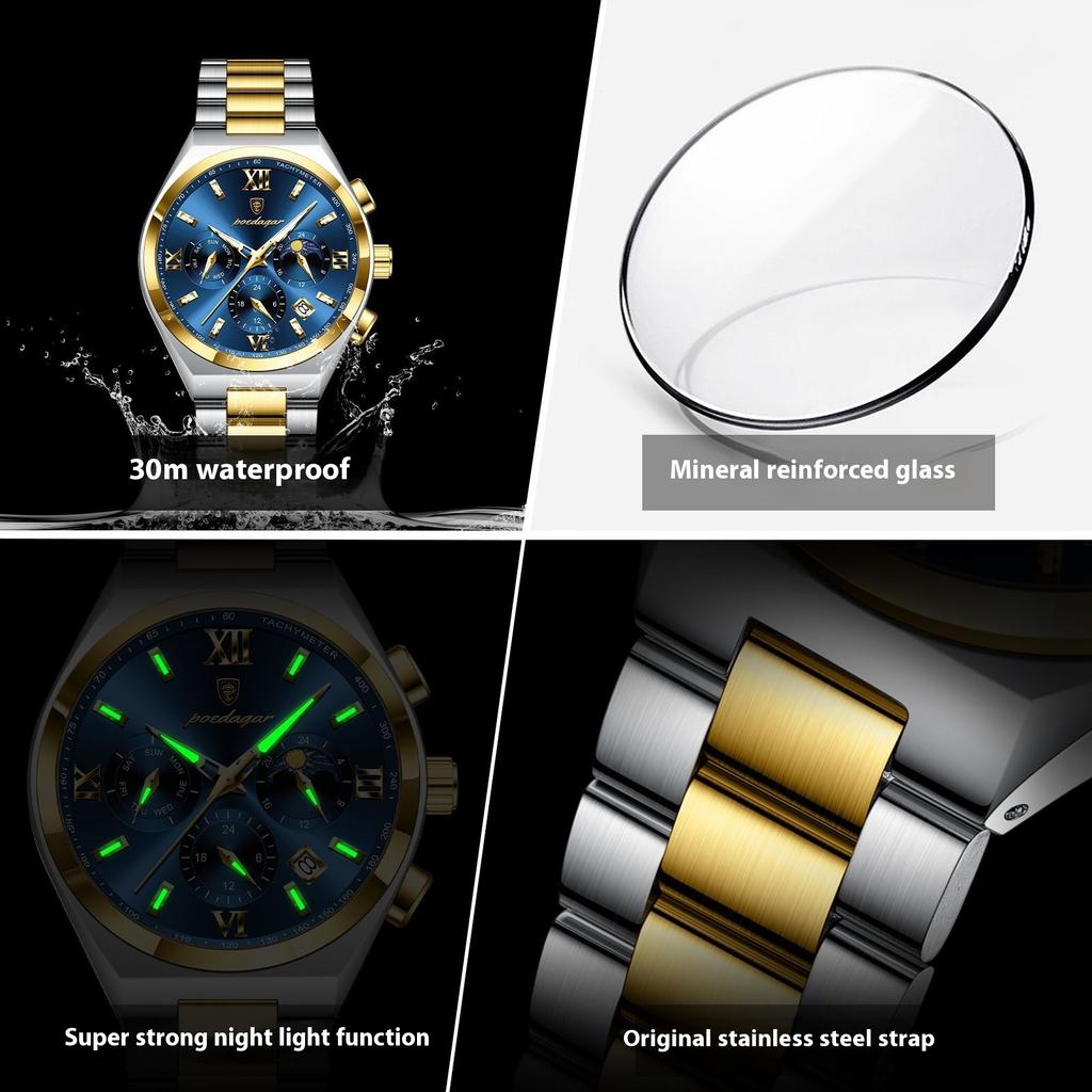 Top Brand New Chronograph  Fashion Watch Luminous Waterproof Men's Wrist Watch