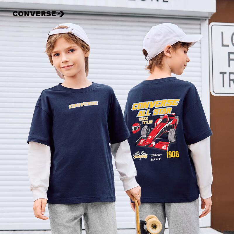 Converse Boys  Racing Print Faux Two-Piece Long Sleeve T-Shirt XL