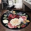 Pink Roses And Butterflies round carpet Chair cushion Round Entryway Rug, Soft Round Rugs for Living Room, Bedroom, Circle Carpet decor gifts