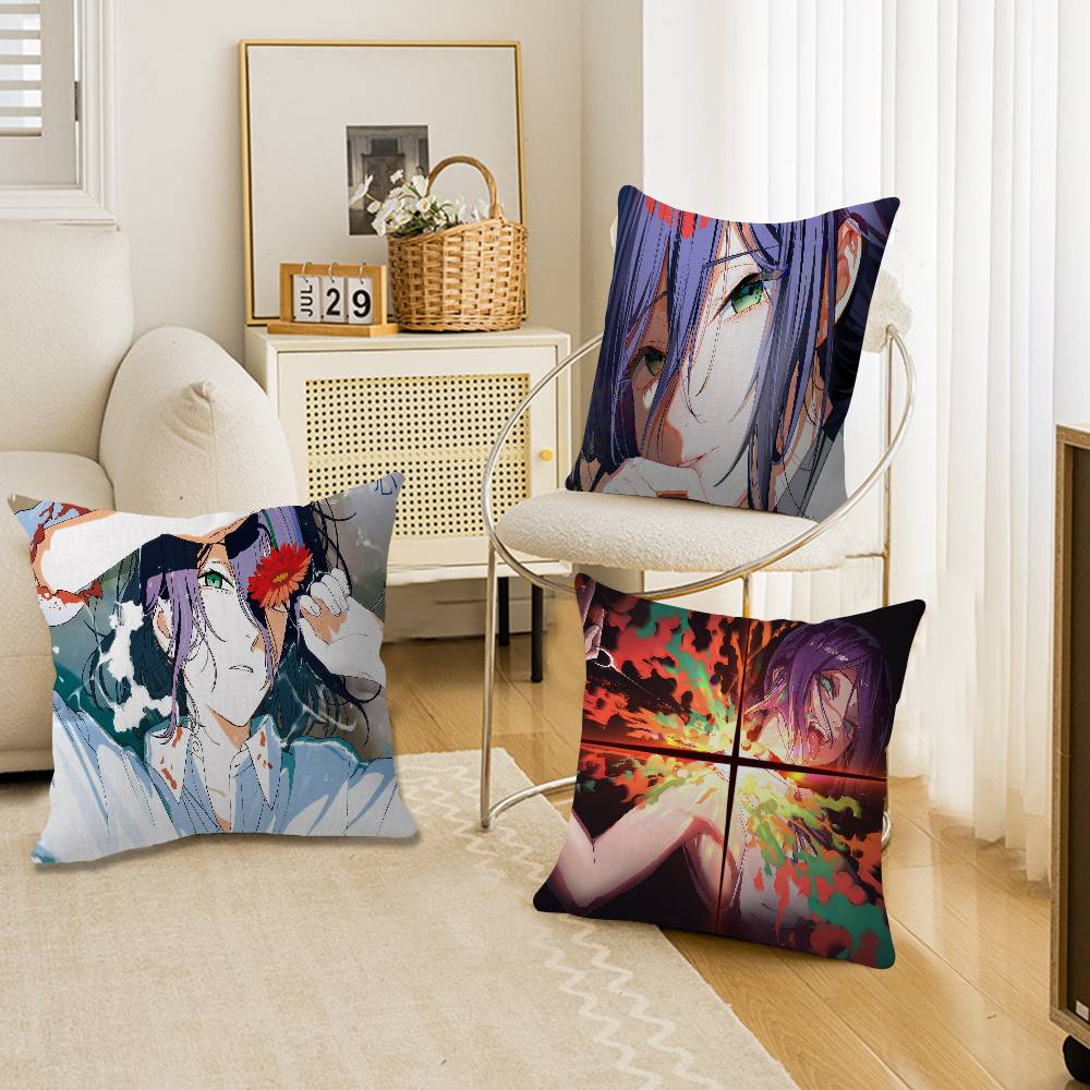 Chainsaw Man The Movie Reze Arc Pillow Covers Cartoon Sofa Decorative Home Double-sided Printing Short Plush Cute Cushion Cover
